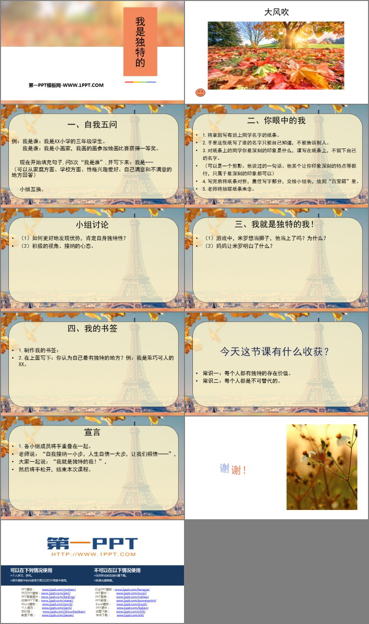 《我是独特的》PPT免费课件