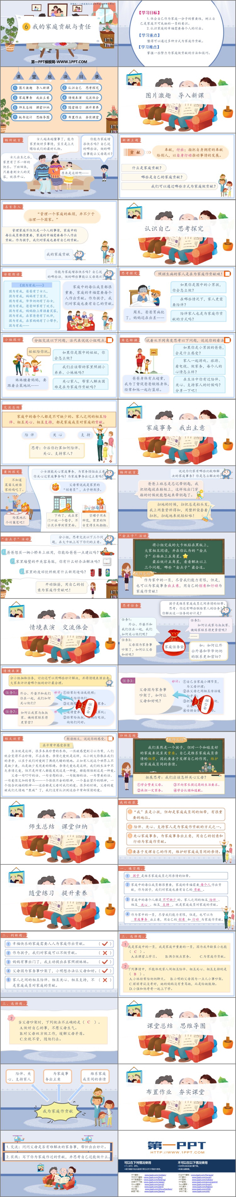 《我的家庭贡献与责任》PPT教学课件