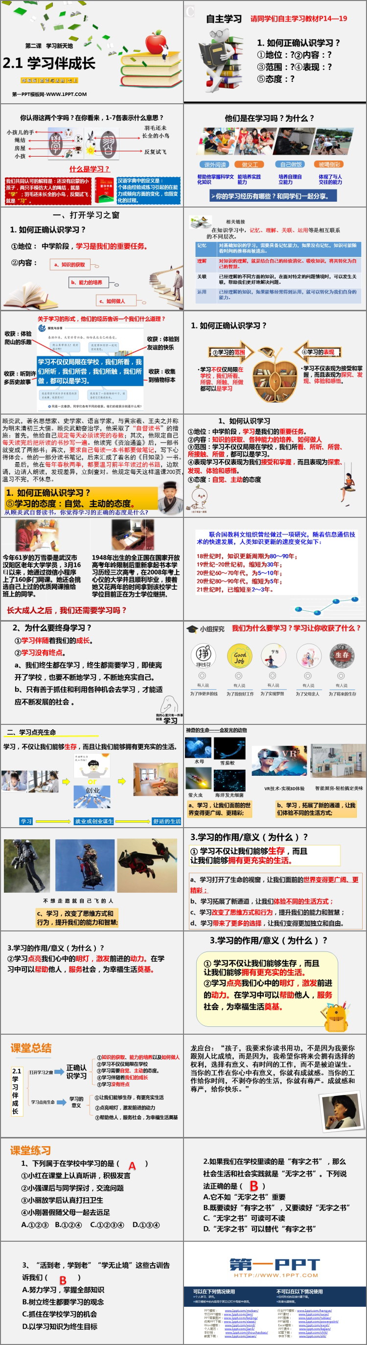 《学习伴成长》PPT免费课件下载