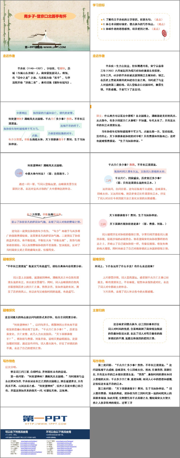 《南乡子·登京口北固亭有怀》PPT优质课件