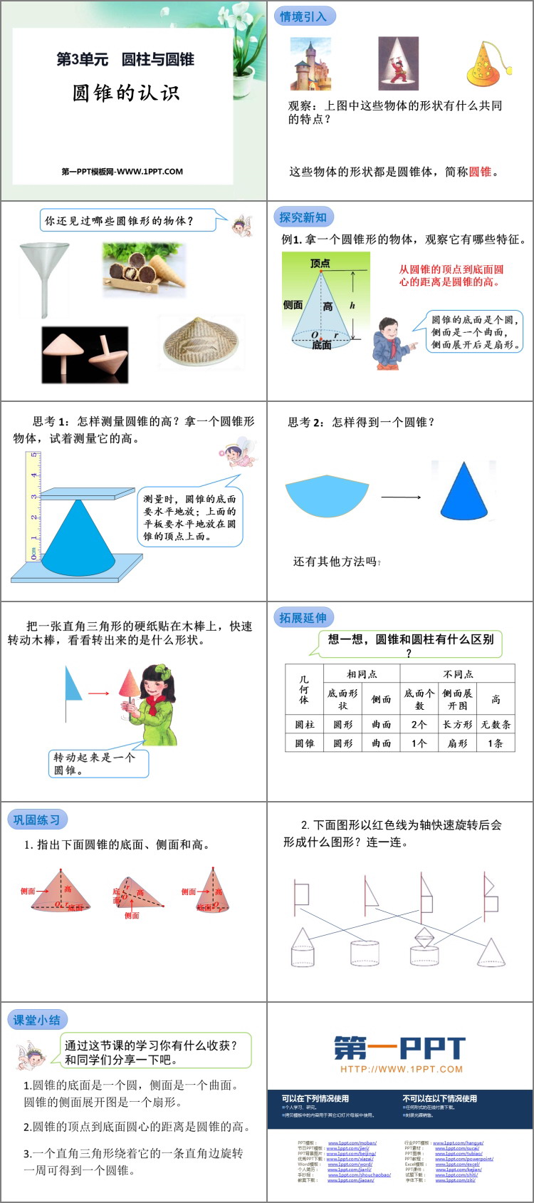 《圆锥的认识》圆柱与圆锥PPT教学课件
