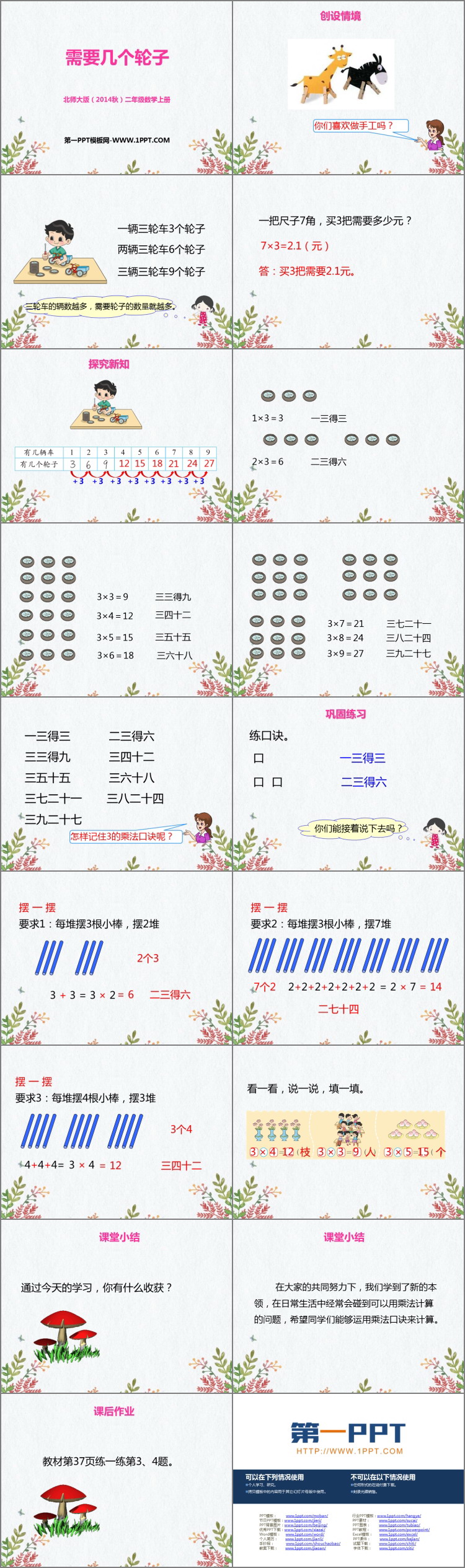 《需要几个轮子》2~5的乘法口诀PPT课件下载