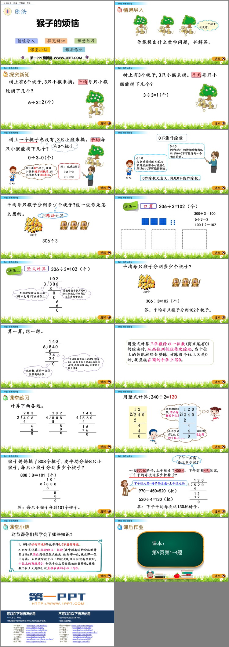 《猴子的烦恼》除法PPT课件下载