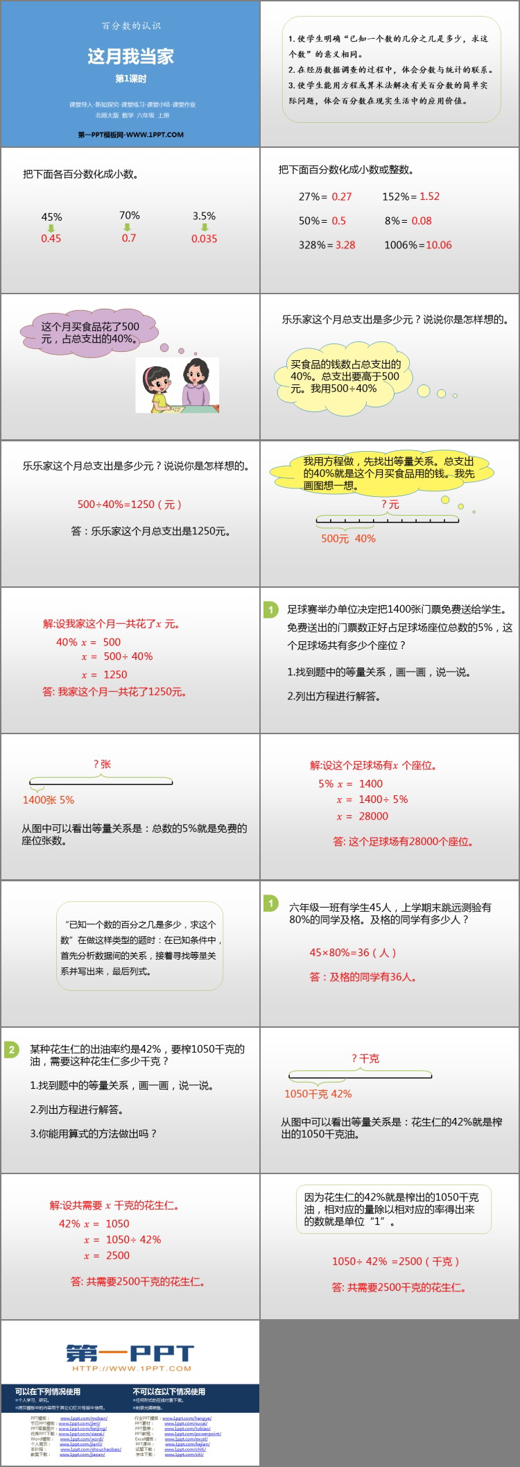 《这月我当家》百分数PPT课件下载(第1课时)