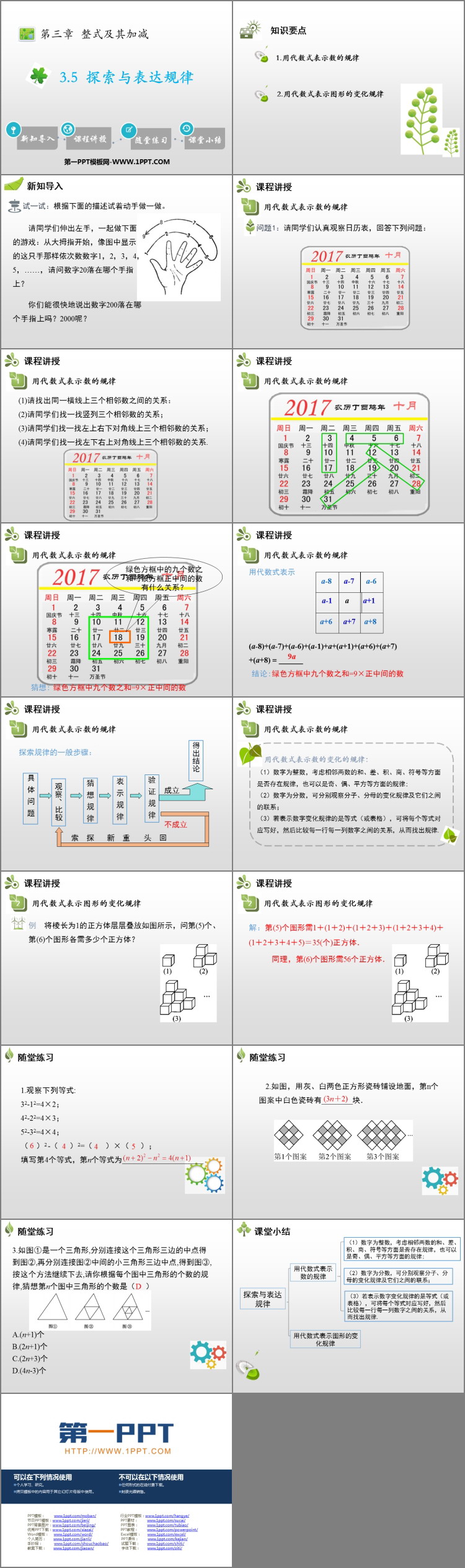 《探索与表达规律》整式及其加减PPT教学课件