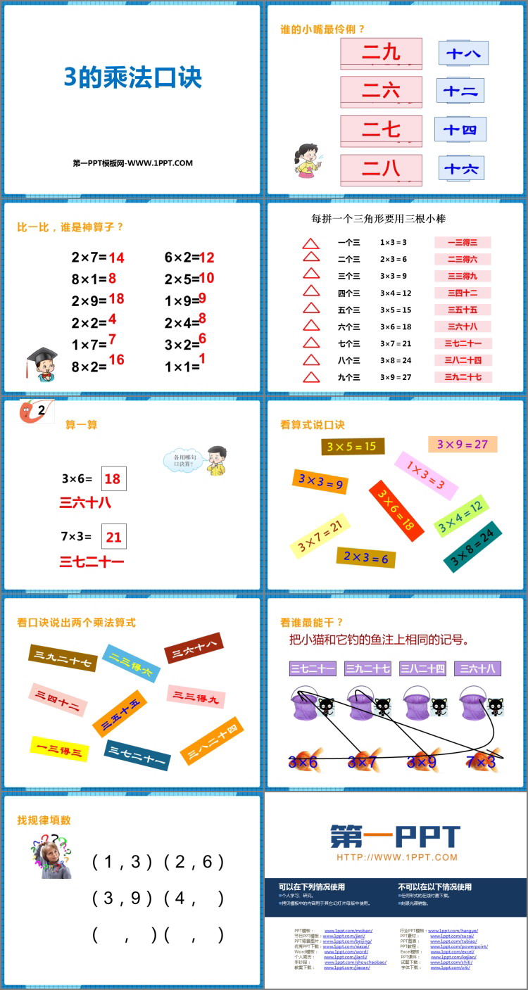 《3的乘法口诀》表内乘法PPT下载
