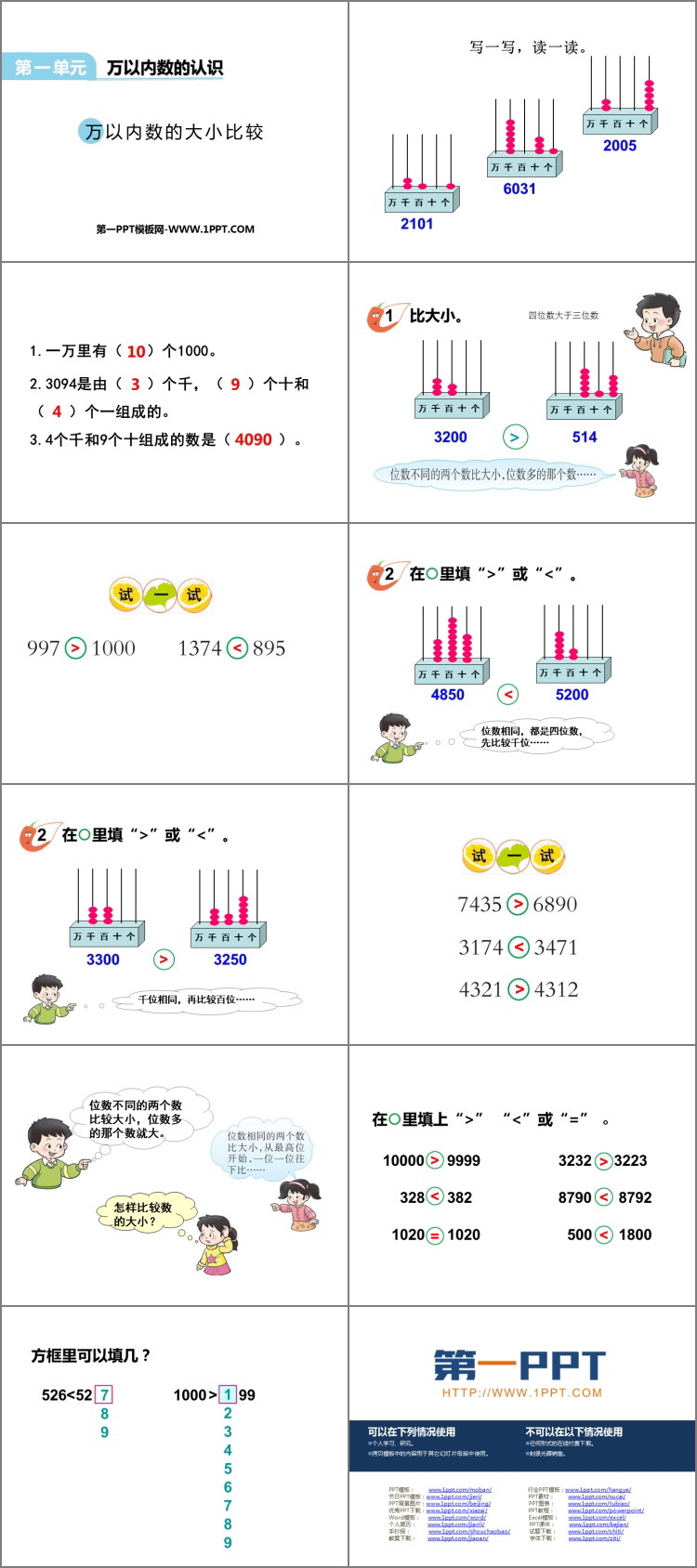 《万以内数的大小比较》万以内的数PPT课件下载