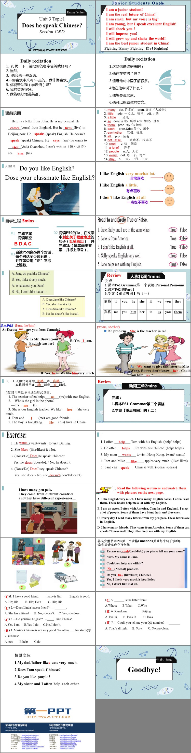 《Does he speak Chinese?》SectionCD PPT课件