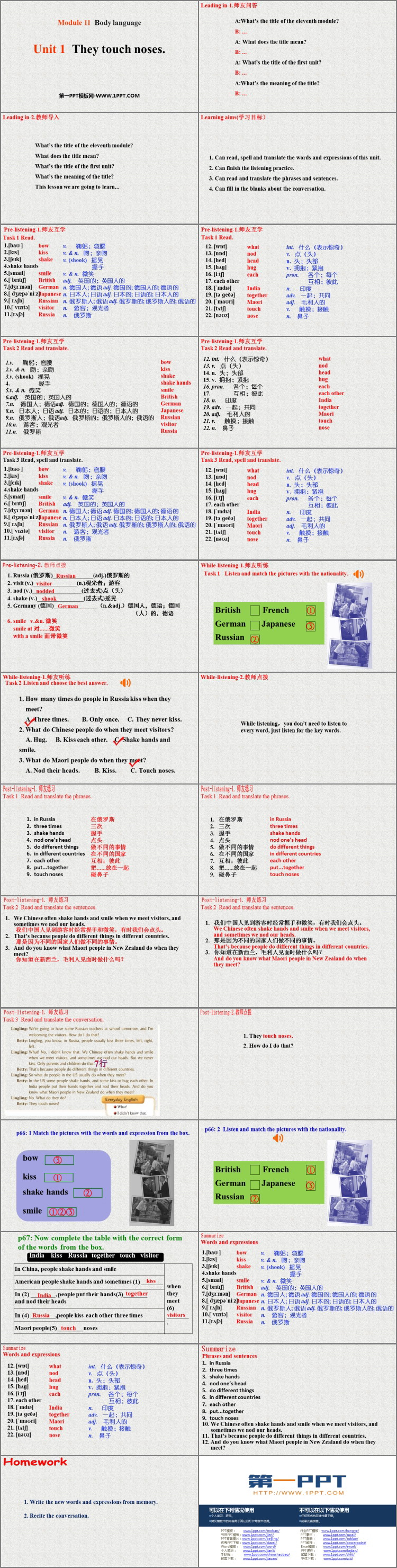 《They touch noses》Body language PPT免费下载
