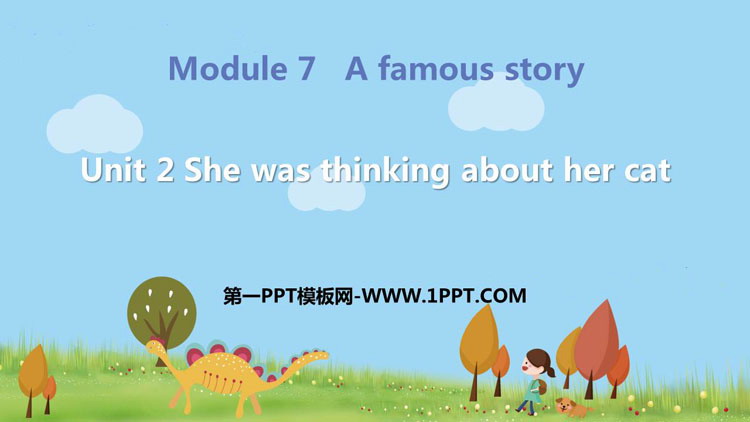 《She was thinking about her cat》A famous story PPT免费课件