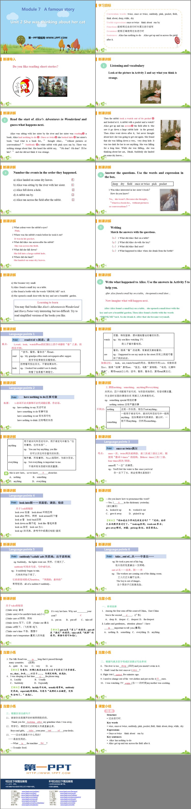 《She was thinking about her cat》A famous story PPT免费课件