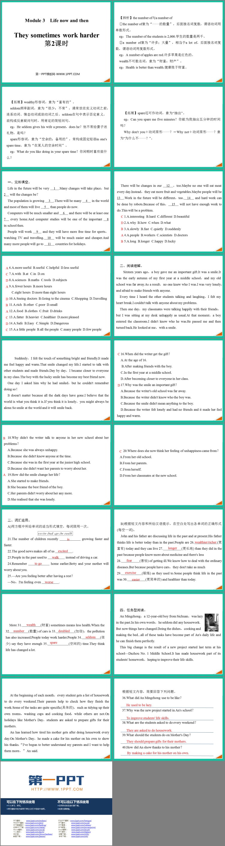 《They sometimes work harder》Life now and then PPT课件(第2课时)