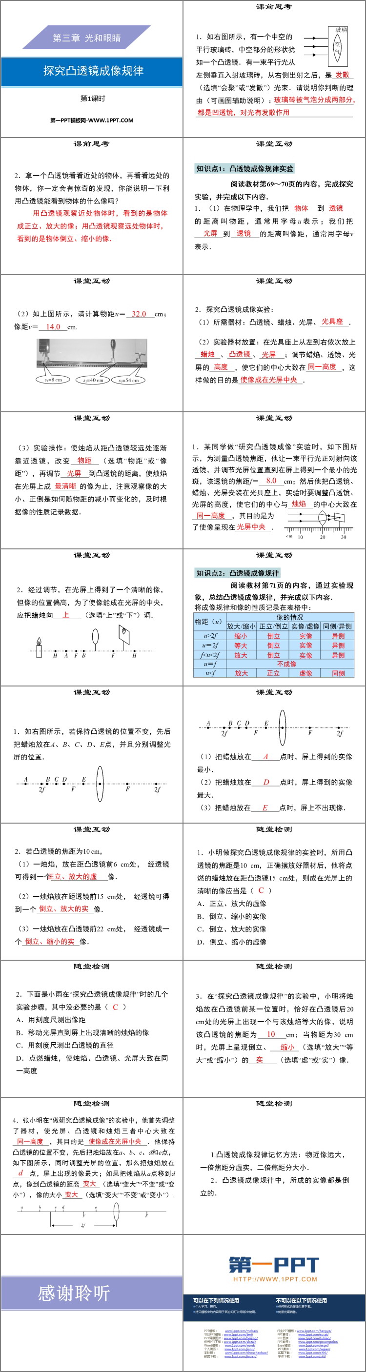 《探究凸透镜成像规律》光和眼睛PPT课件(第1课时)