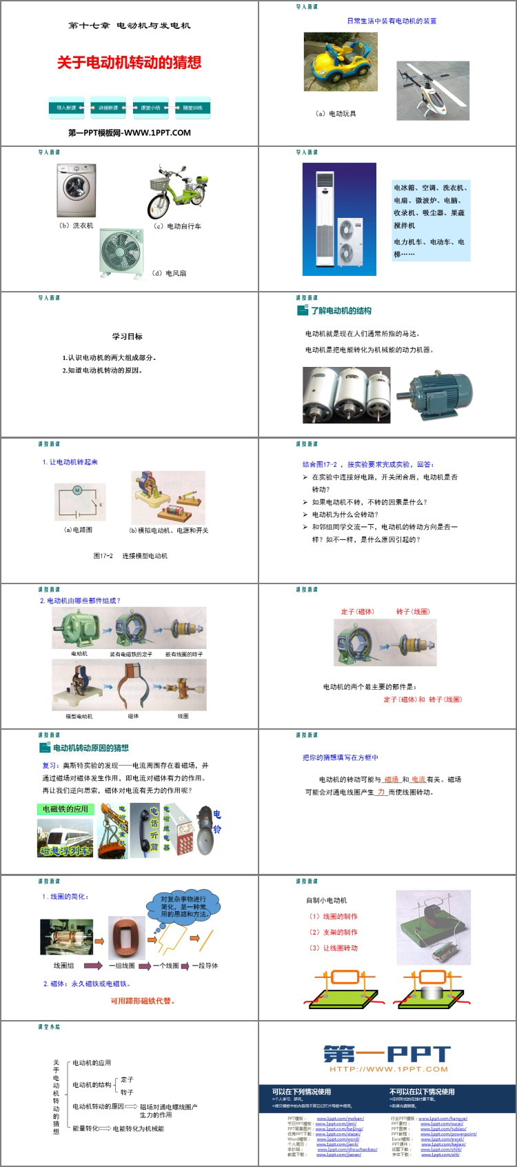 《关于电动机转动的猜想》电动机与发电机PPT免费下载
