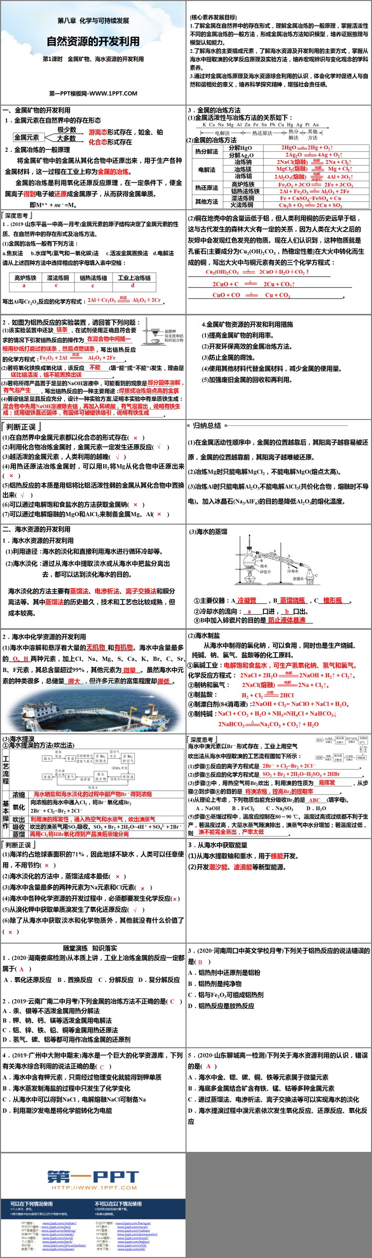《自然资源的开发利用》化学与可持续发展PPT教学课件(第1课时)
