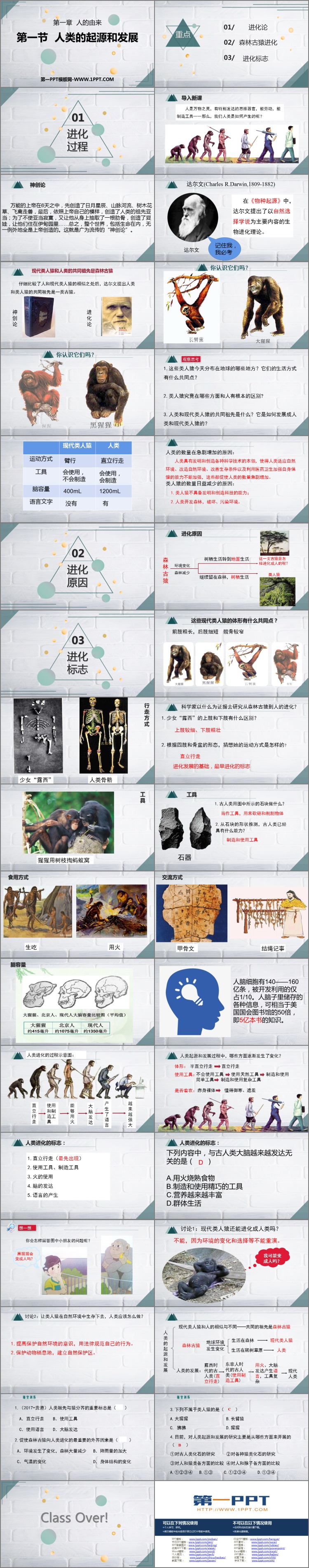 《人类的起源和发展》PPT教学课件下载