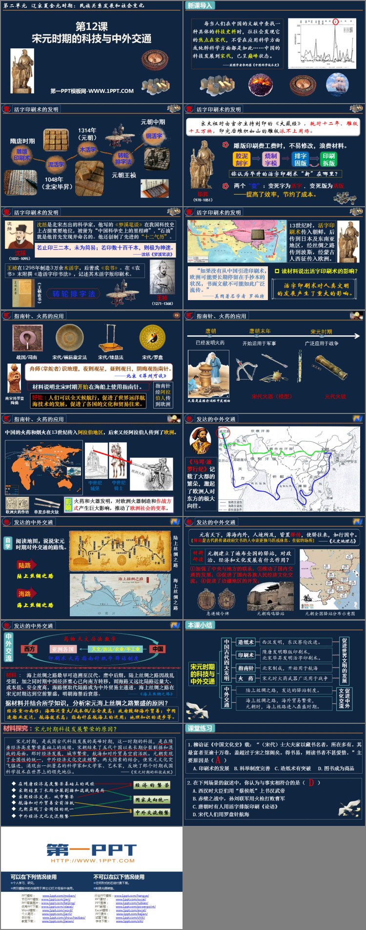《宋元时期的科技与中外交通》PPT免费课件