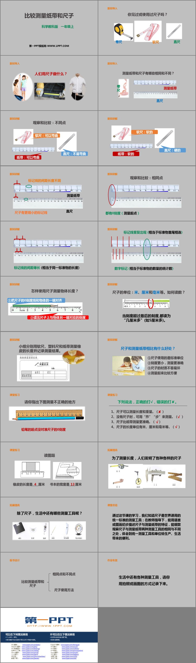 《比较测量纸带和尺子》PPT精品课件