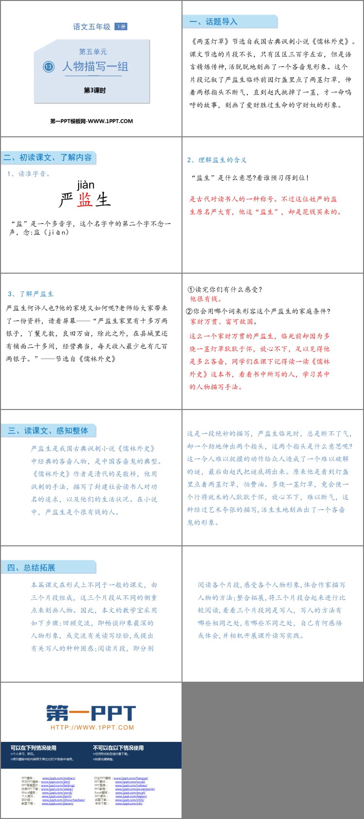 《人物描写一组》PPT课件下载(第3课时)