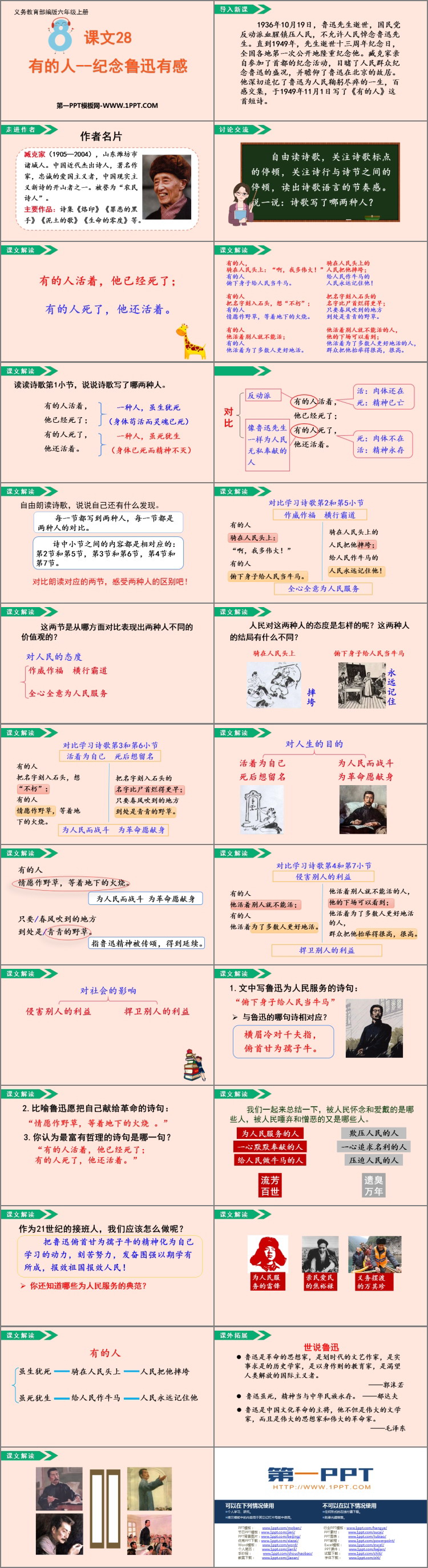 《有的人——纪念鲁迅有感》PPT免费课件下载