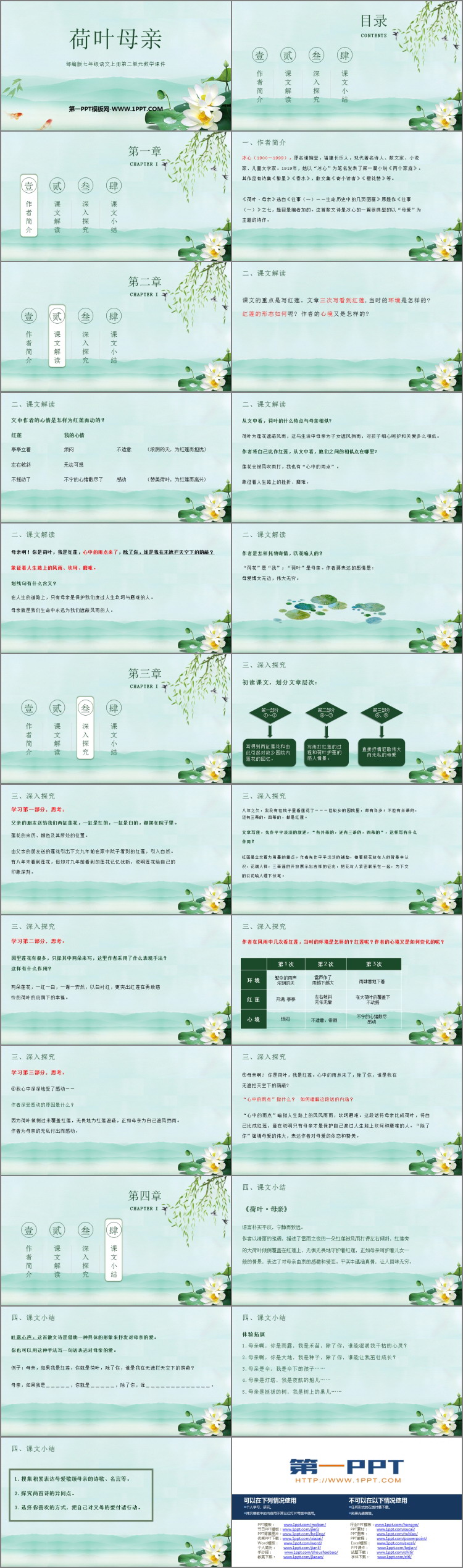 《荷叶·母亲》PPT精品课件下载