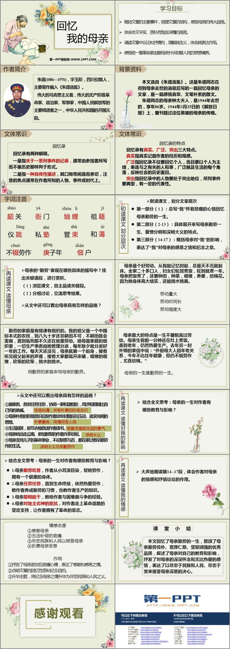 《回忆我的母亲》PPT优质课件下载