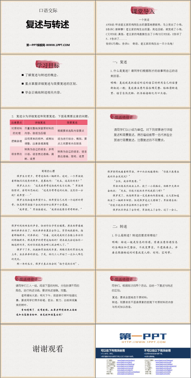 《复述与转述》PPT精品课件