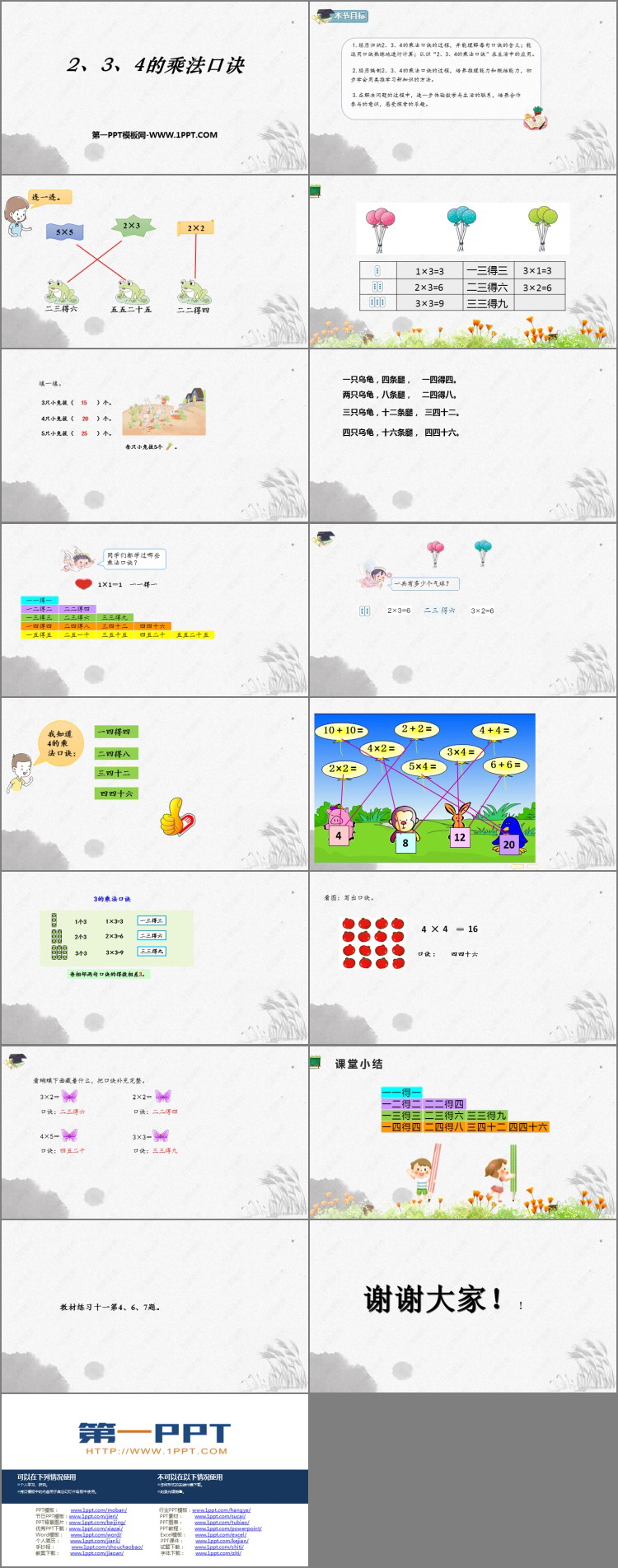 《2、3、4的乘法口诀》表内乘法PPT精品课件