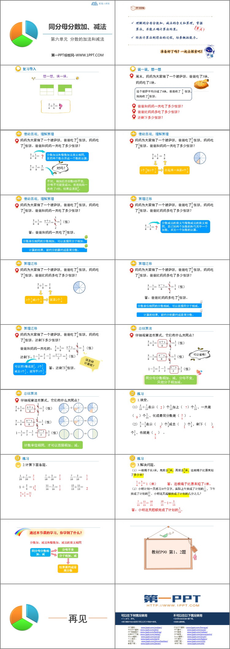 《同分母分数加、减法》分数的加法和减法PPT精品课件