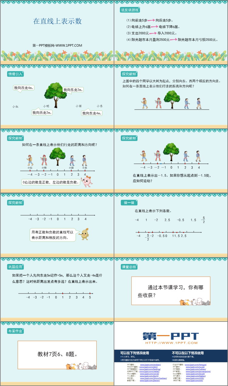 《在直线上表示数》负数PPT教学课件