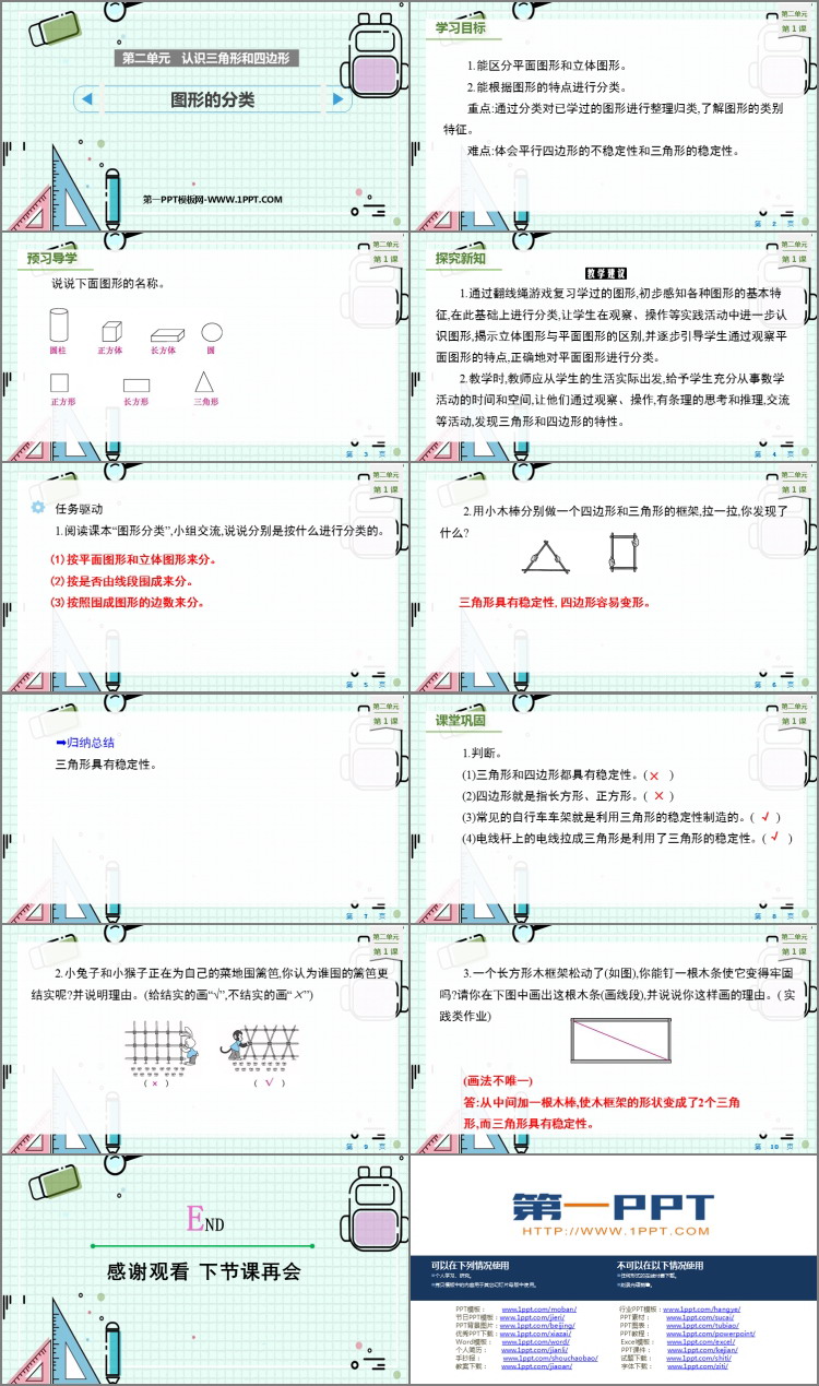 《图形的分类》认识三角形和四边形PPT免费课件
