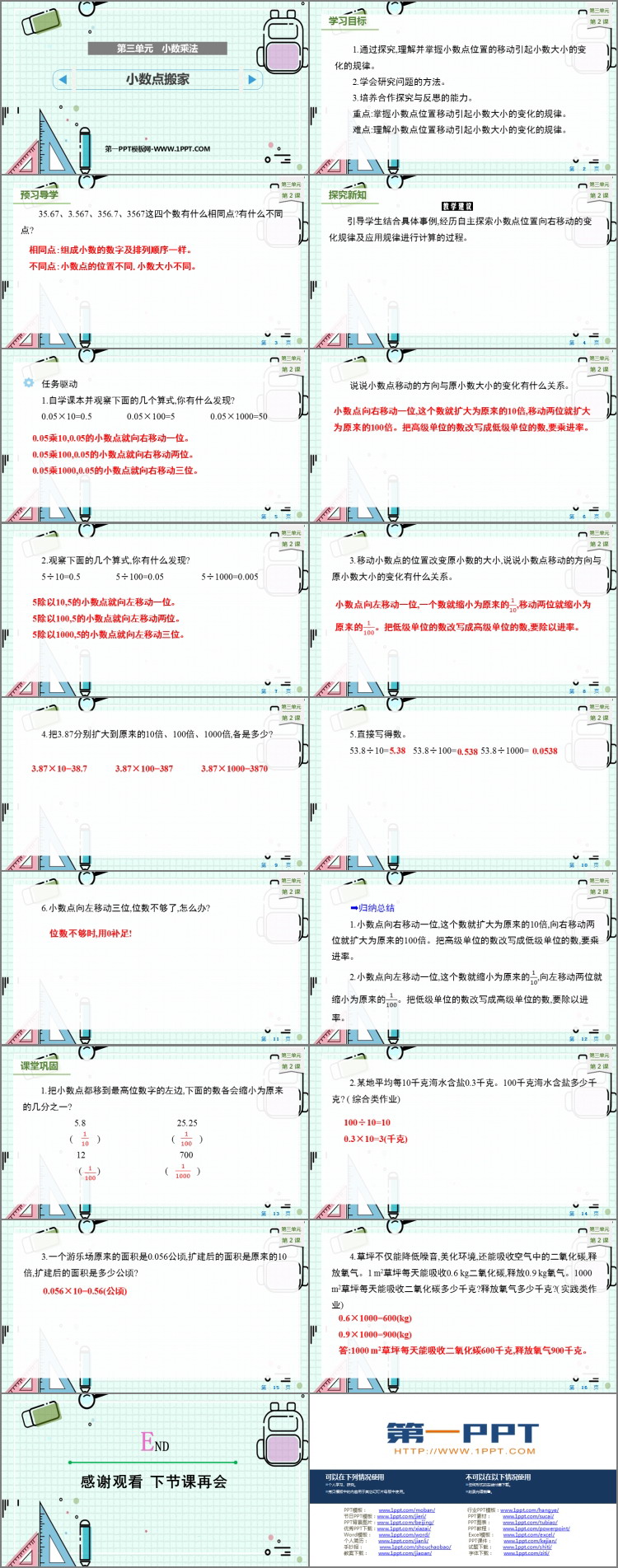 《小数点搬家》小数乘法PPT课件下载