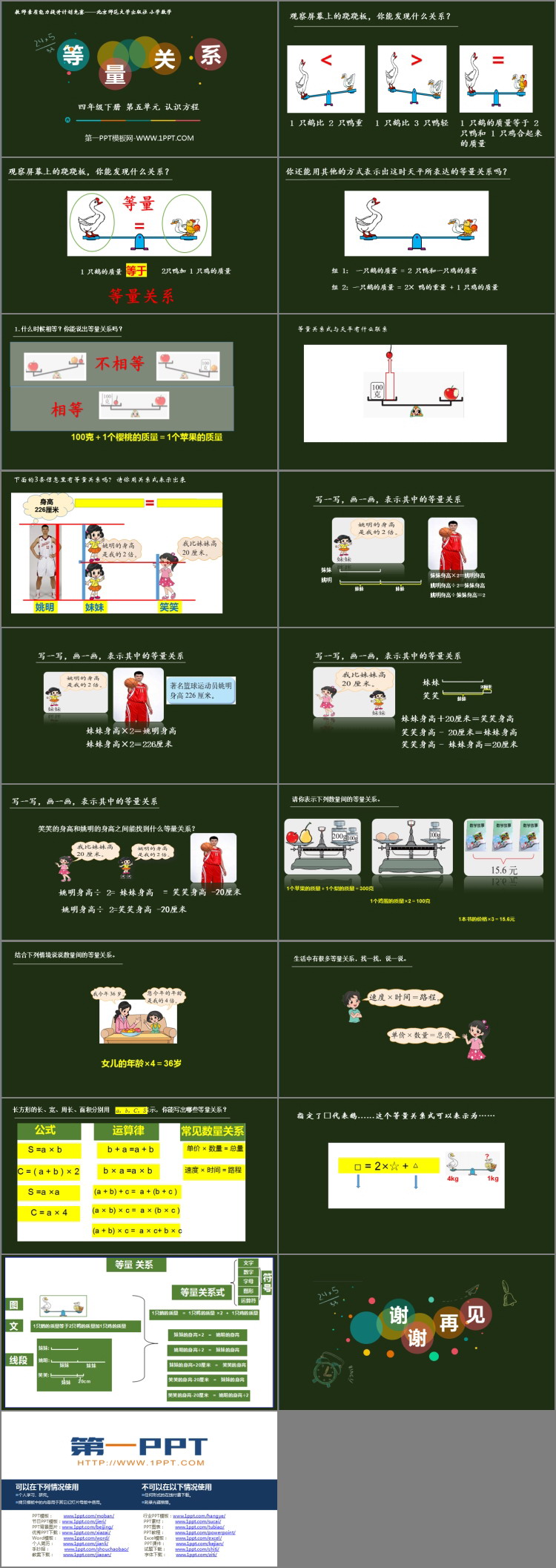 《等量关系》认识方程PPT课件下载