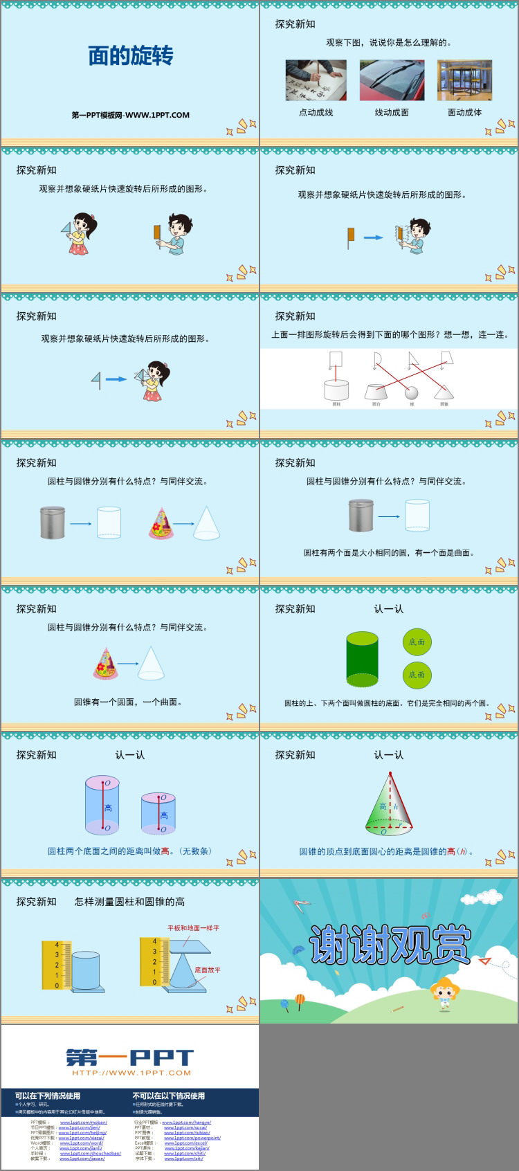 《面的旋转》圆柱与圆锥PPT教学课件