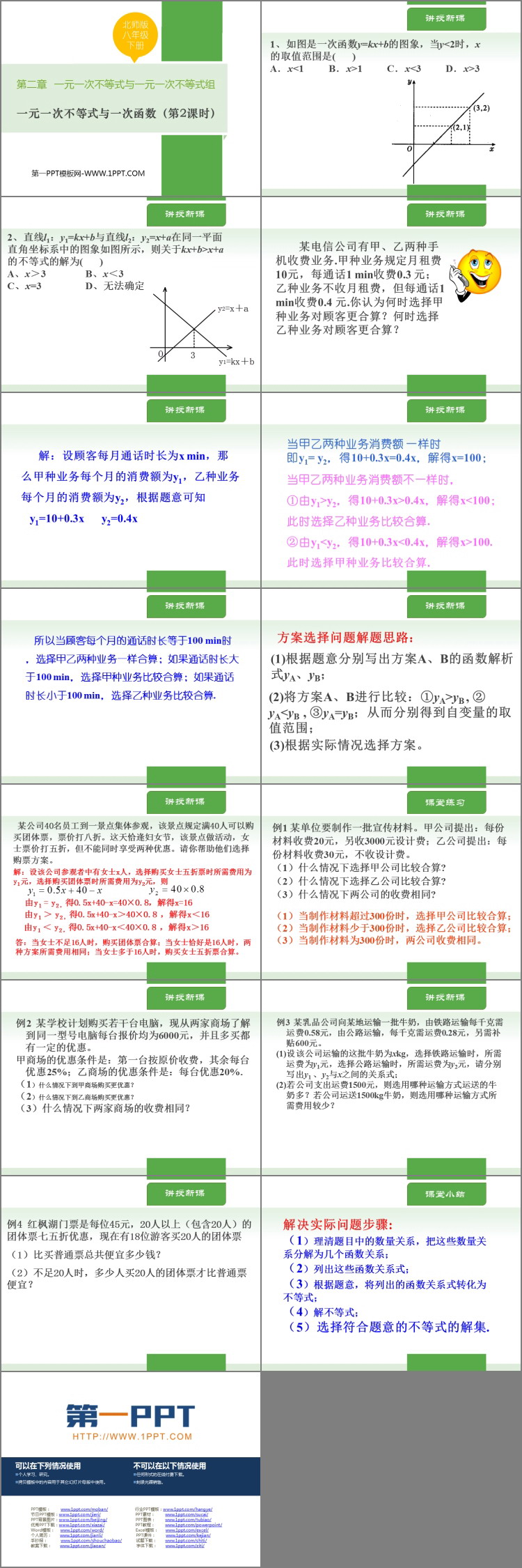 《一元一次不等式与一次函数》一元一次不等式和一元一次不等式组PPT下载(第2课时)