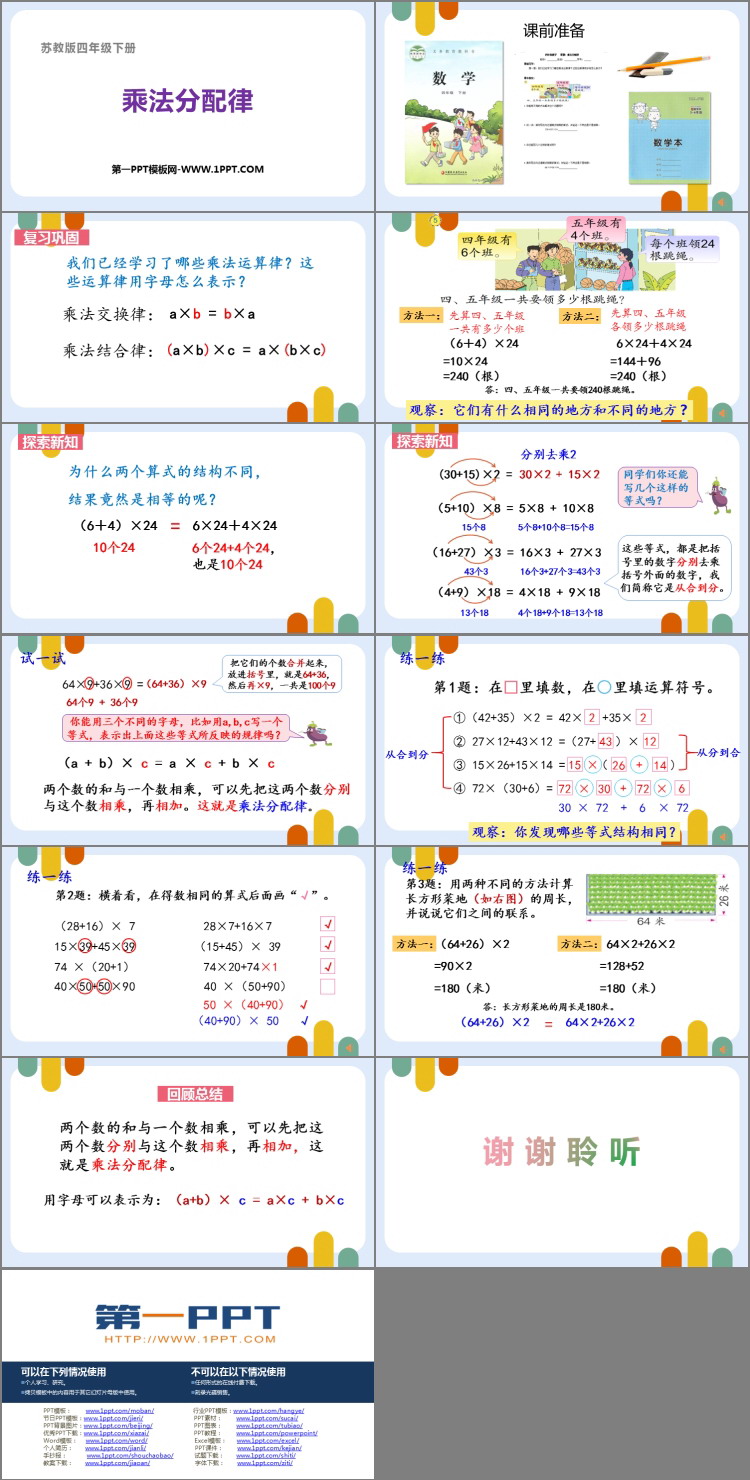 《乘法分配律》运算律PPT优质课件