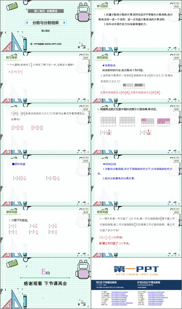 《分数与分数相乘》分数乘法PPT课件下载(第1课时)