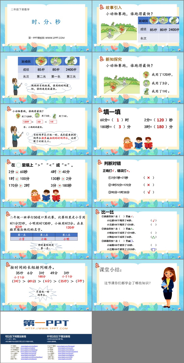 《时、分、秒》PPT教学课件下载
