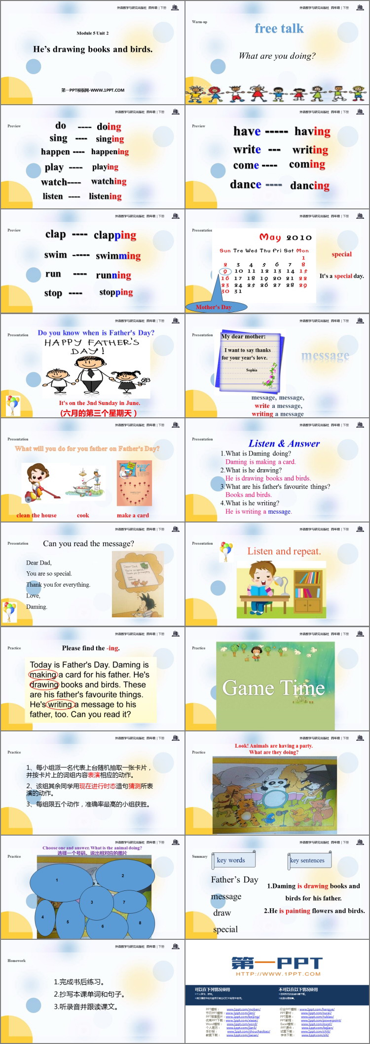 《He\s drawing books and birds》PPT课件下载