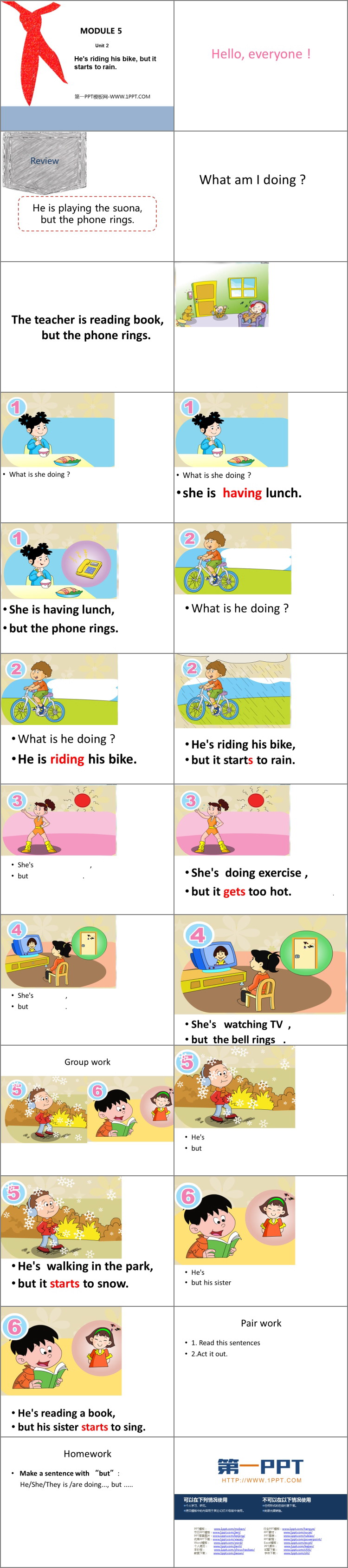 《He\s riding his bikebut it\s starting to rain》PPT免费课件下载