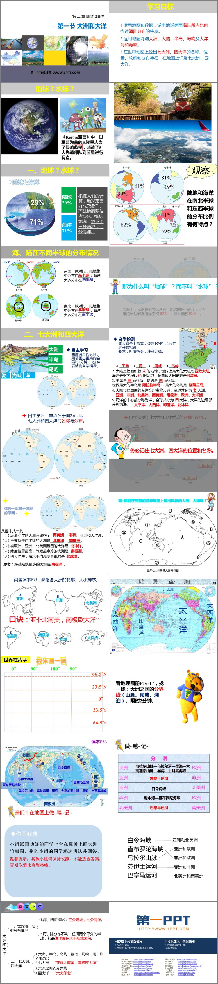 《大洲和大洋》陆地和海洋PPT免费课件