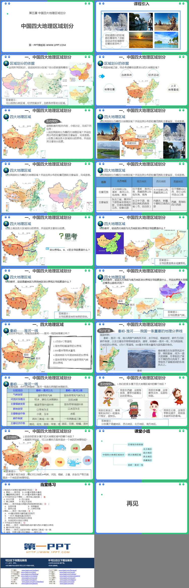 《中国四大地理区域划分》PPT免费课件
