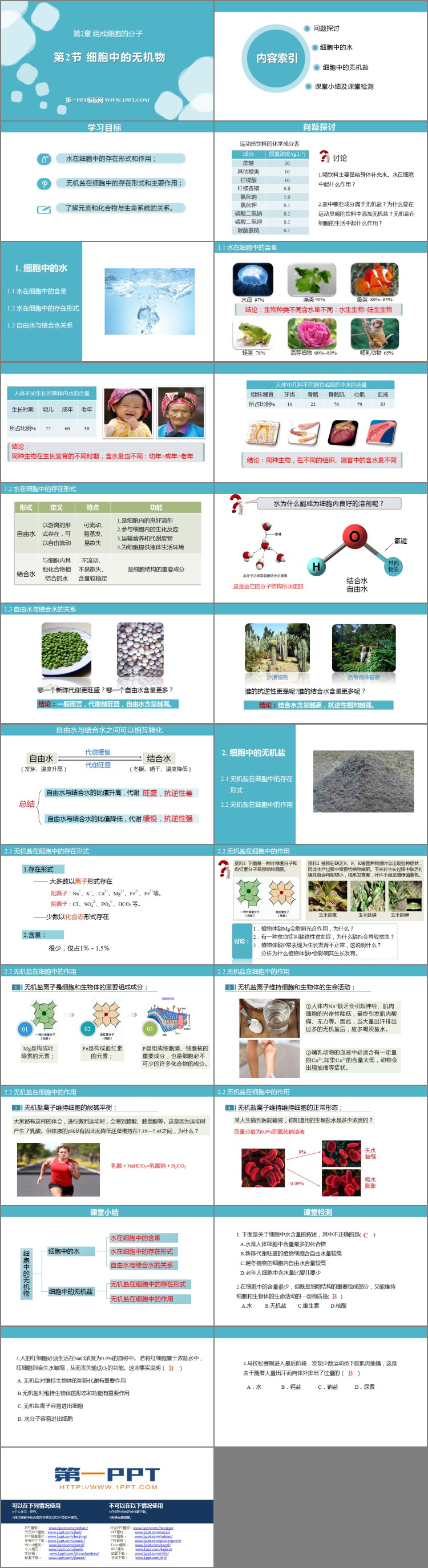 《细胞中的无机物》组成细胞的分子PPT精品课件