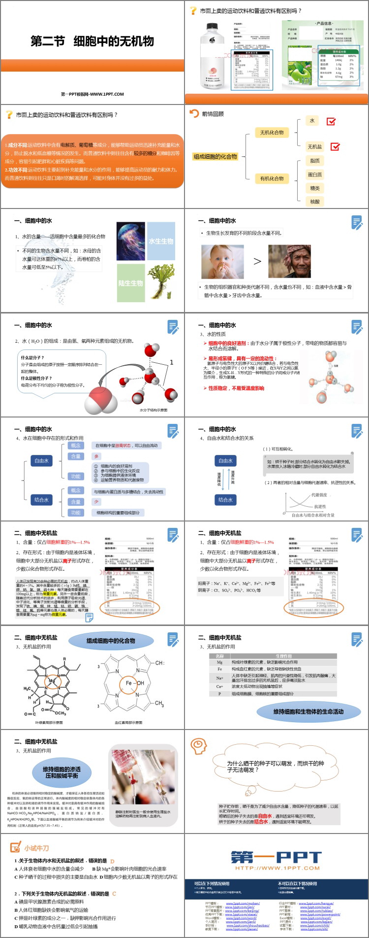 《细胞中的无机物》组成细胞的分子PPT优质课件