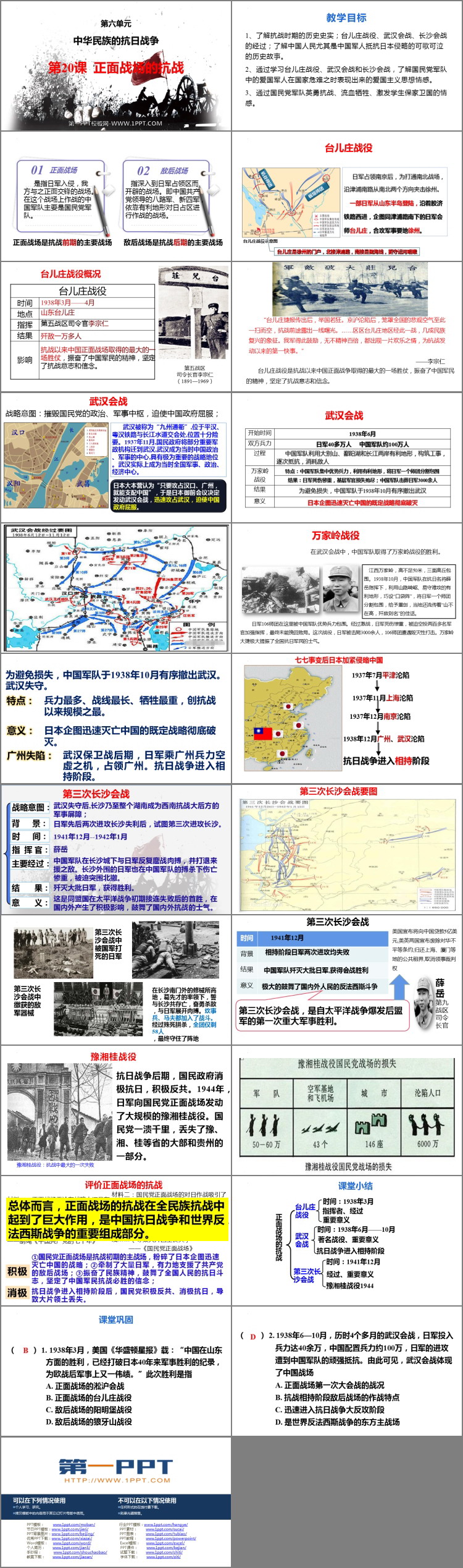 《正面战场的抗战》PPT教学课件下载