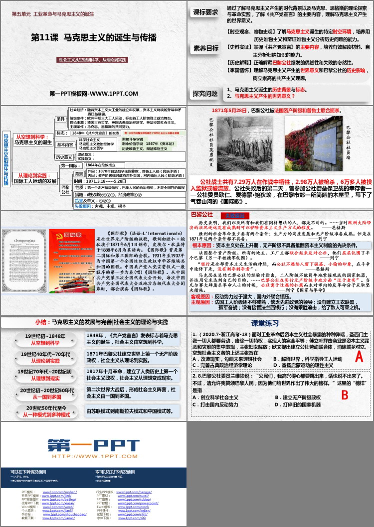 《马克思主义的诞生与传播》PPT免费课件