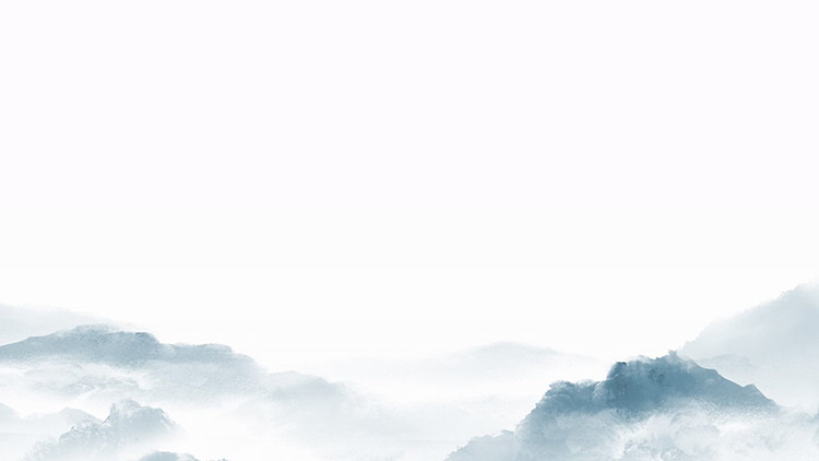 三张蓝色水墨群山泛舟古典中国风PPT背景图片