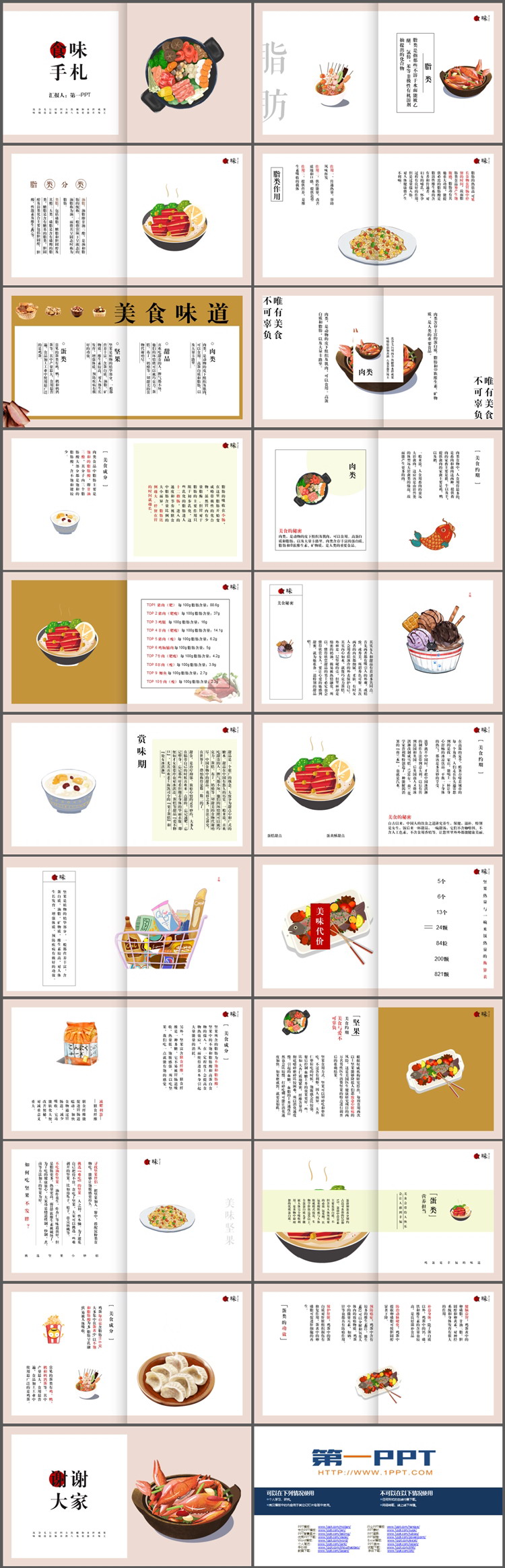 画册风“食味手札”主题PPT模板