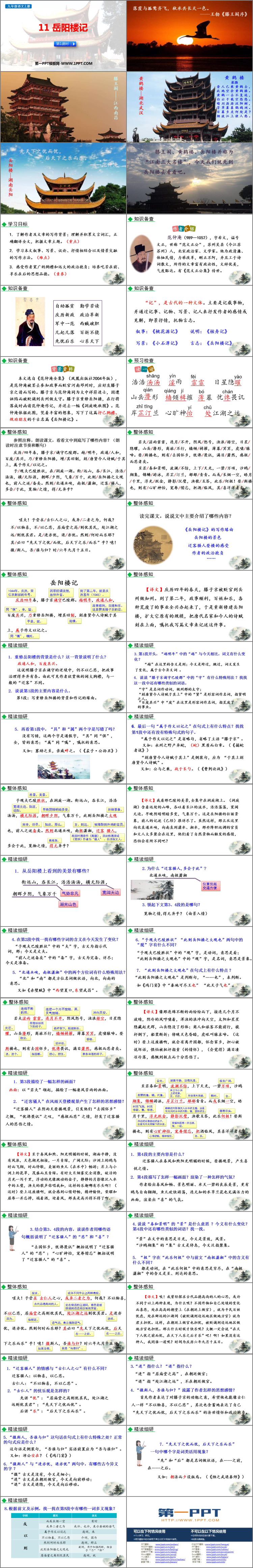 《岳阳楼记》PPT免费课件(第1课时)