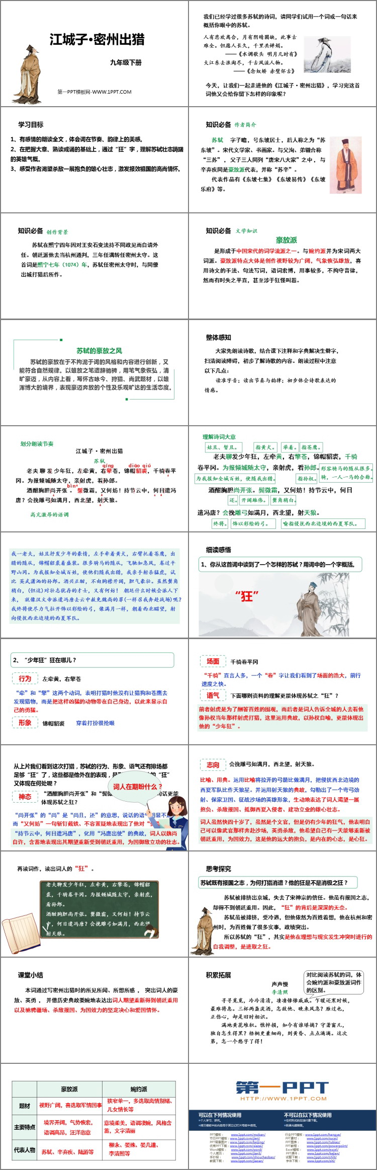 《江城子·密州出猎》词四首PPT免费优质课件